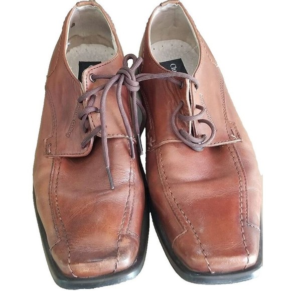 Christian Gallery Mens Brown Leather Dress Shoes Size 9 Oxford - Picture 2 of 7